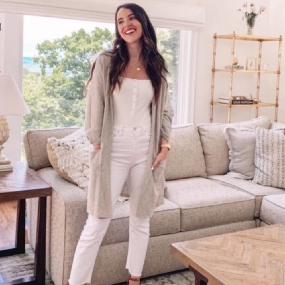 NWT Anthropologie DONNI Ribbed Long Open Cardigan Sweater Coat Kimono